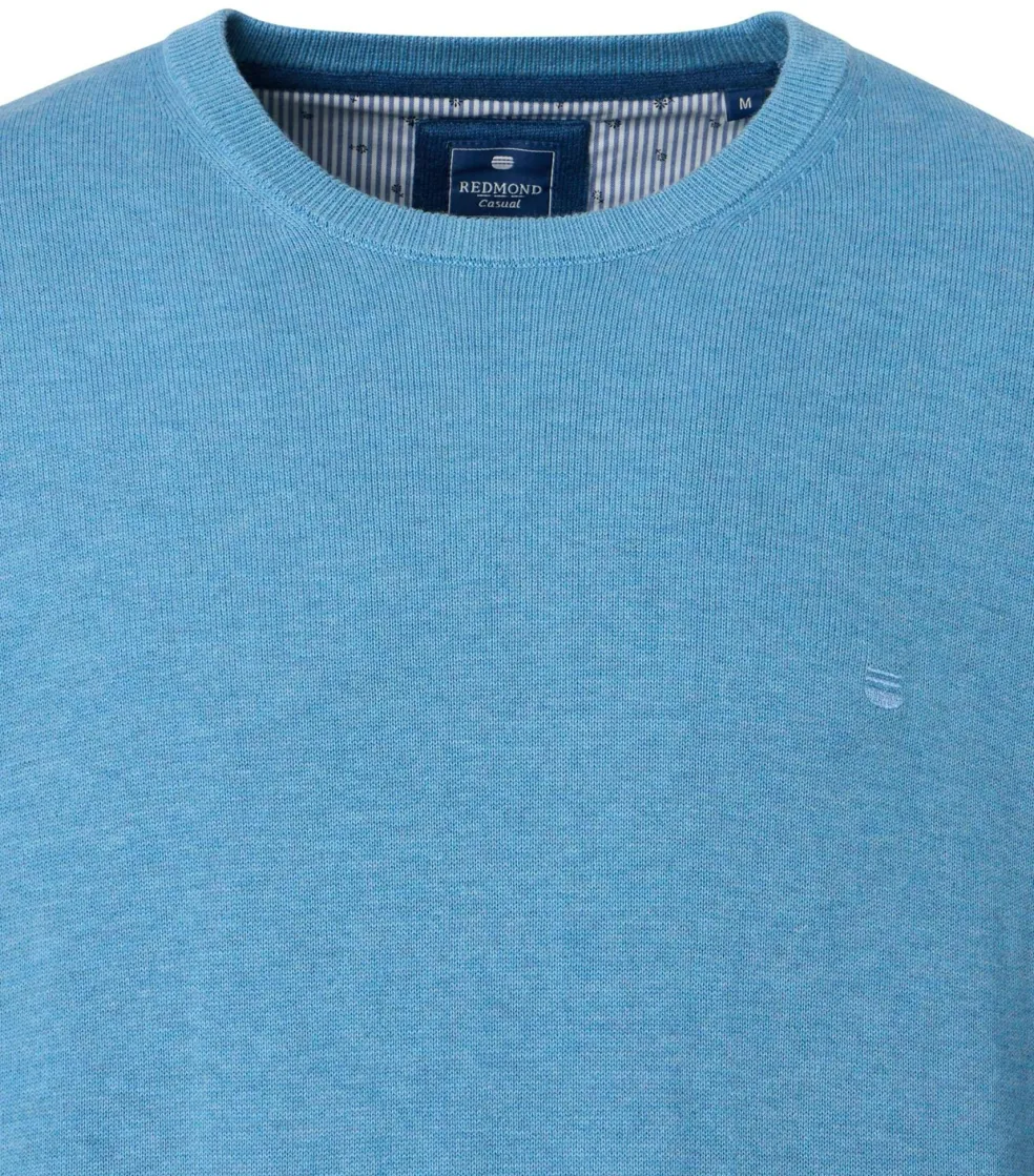 Redmond heren trui katoen, O-hals, blauw (middeldik)