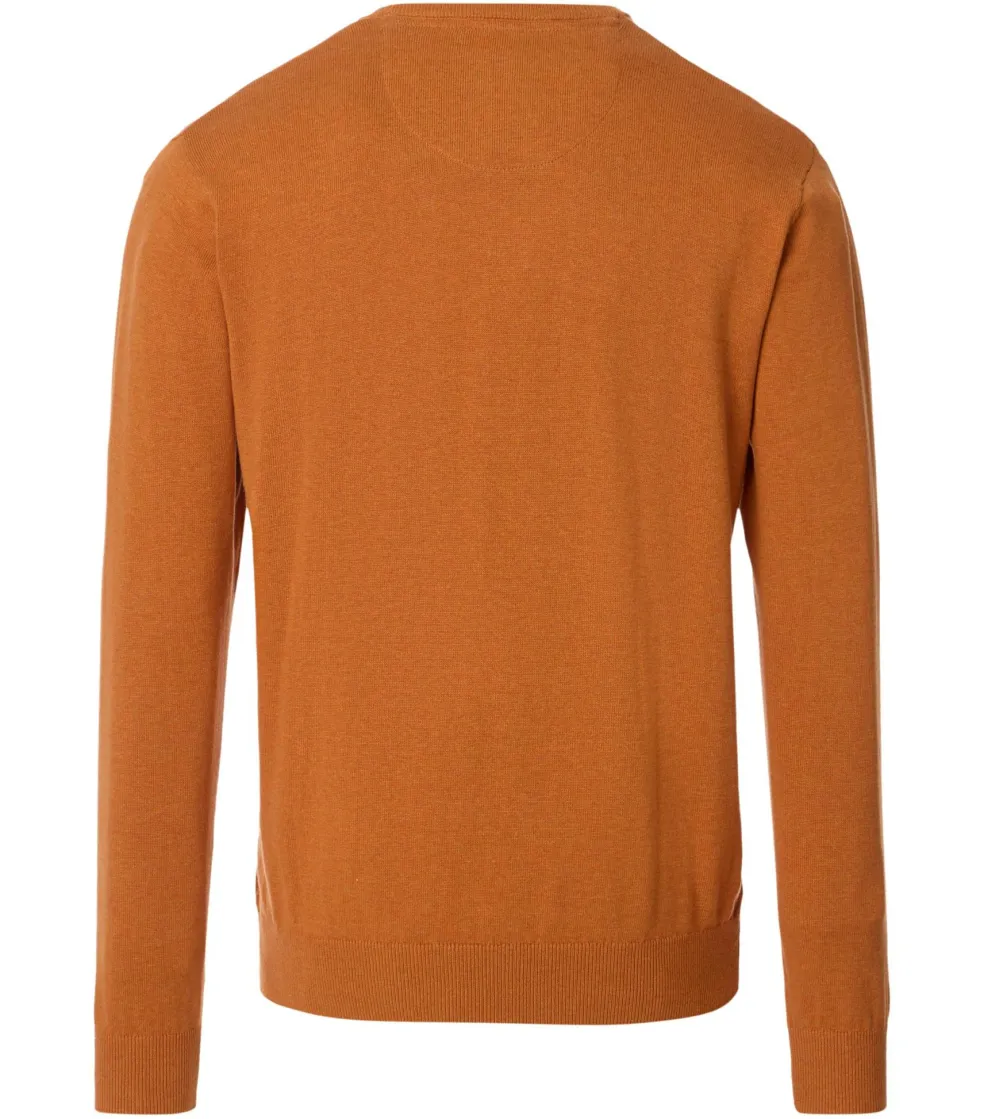 Redmond heren trui katoen, O-hals, oranje (middeldik)