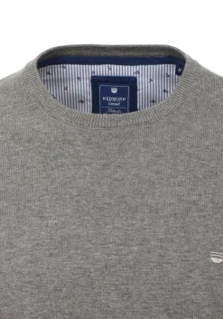 Redmond heren trui katoen, O-hals, grijs