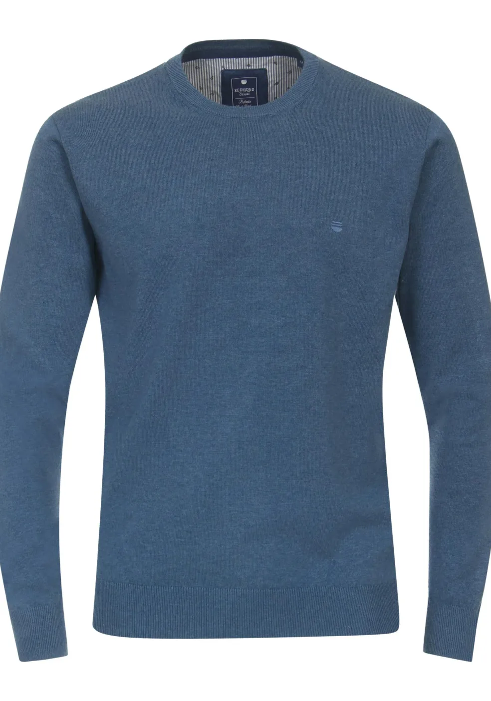 Redmond heren trui katoen, O-hals, blauw (middeldik)