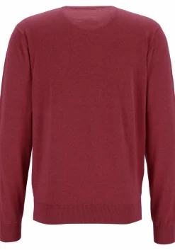 Redmond heren trui katoen, O-hals, bordeaux rood