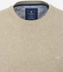 Redmond heren trui katoen, O-hals, beige (middeldik)