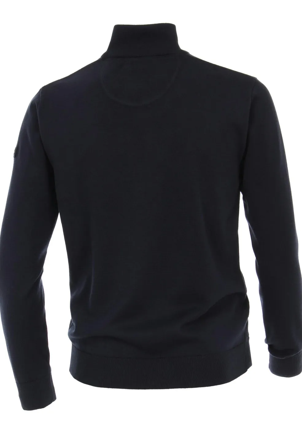 Redmond heren trui katoen, schipperstrui met rits, donker blauw