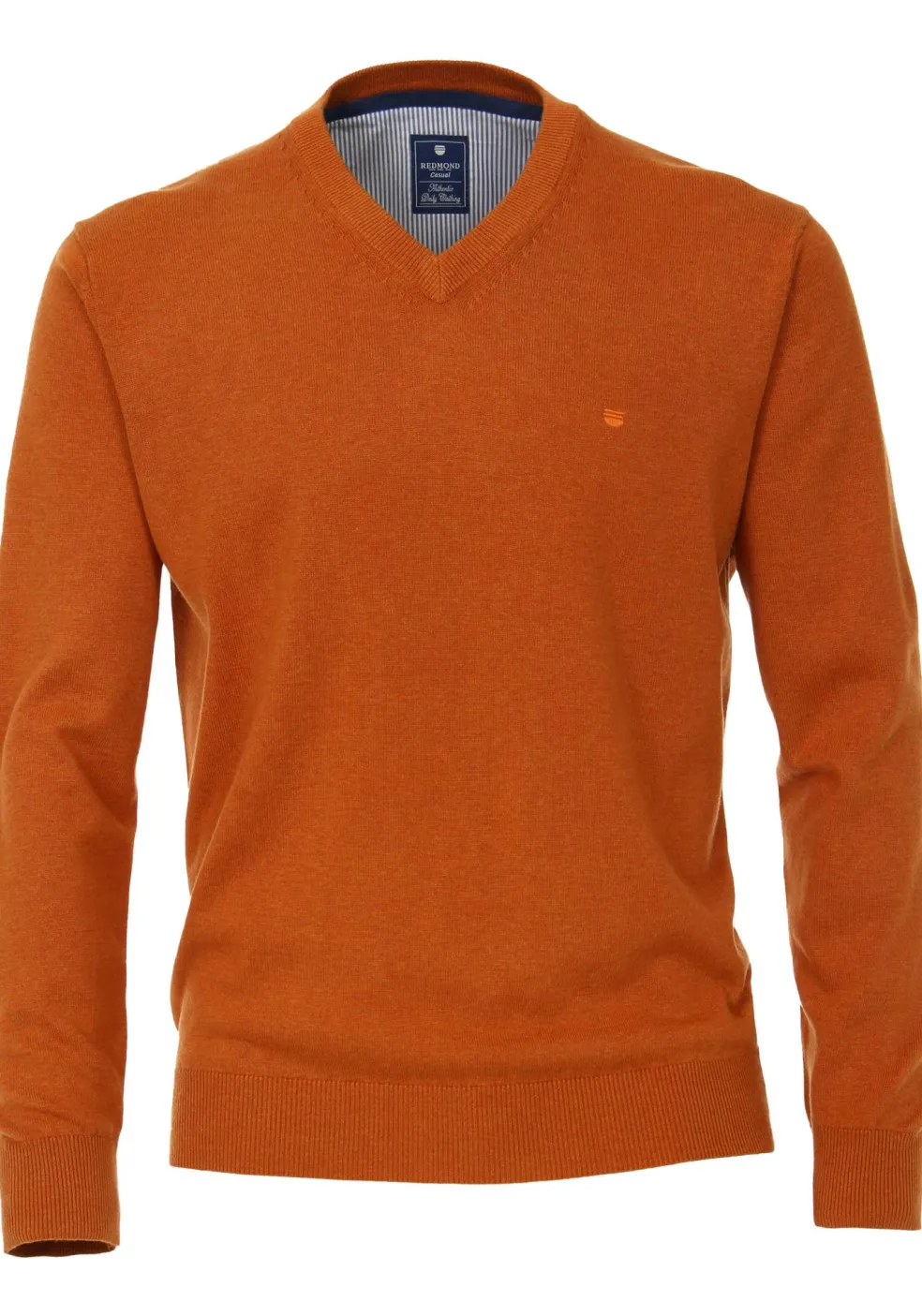 Redmond heren trui katoen, V-hals, oranje (middeldik)