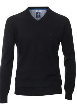 Redmond heren trui katoen, V-hals, marine blauw