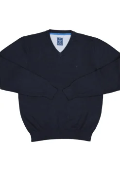 Redmond heren trui katoen, V-hals, marine blauw