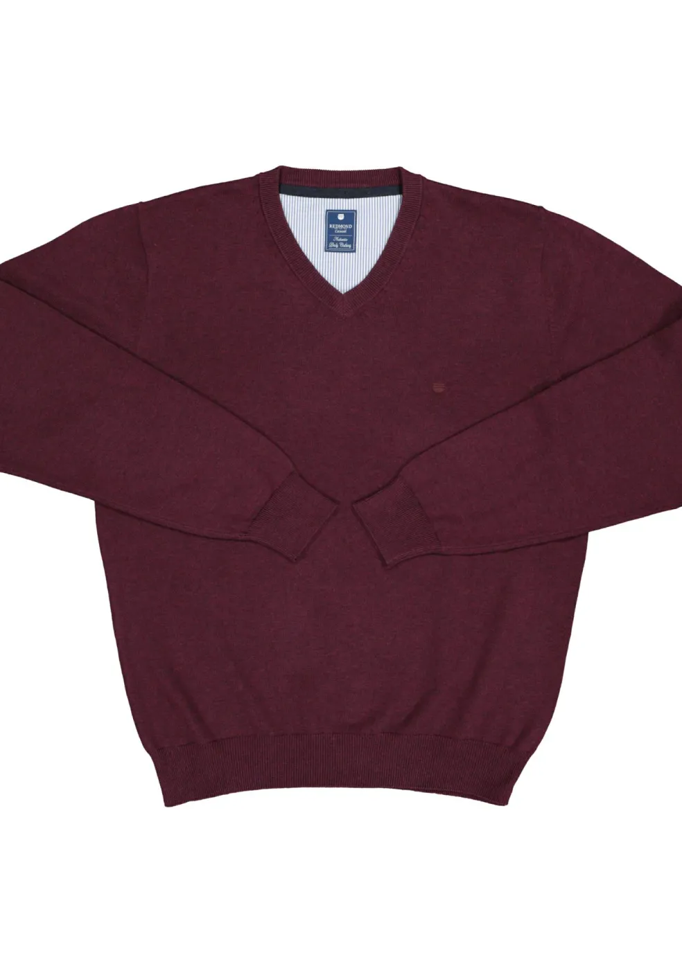 Redmond heren trui katoen, V-hals, bordeaux rood