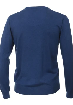 Redmond heren trui katoen, V-hals, jeans-blauw
