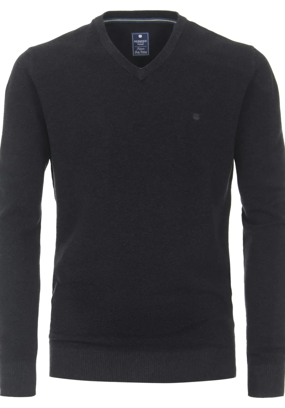 Redmond heren trui katoen, V-hals, blauw (middeldik)