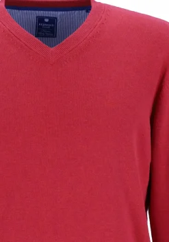 Redmond heren trui katoen, V-hals, rood