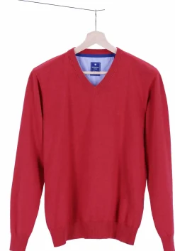 Redmond heren trui katoen, V-hals, rood