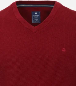 Redmond heren trui katoen, V-hals, rood (middeldik)