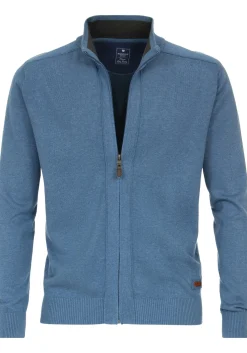Redmond heren vest katoen, opstaande kraag, blauw (middeldik)