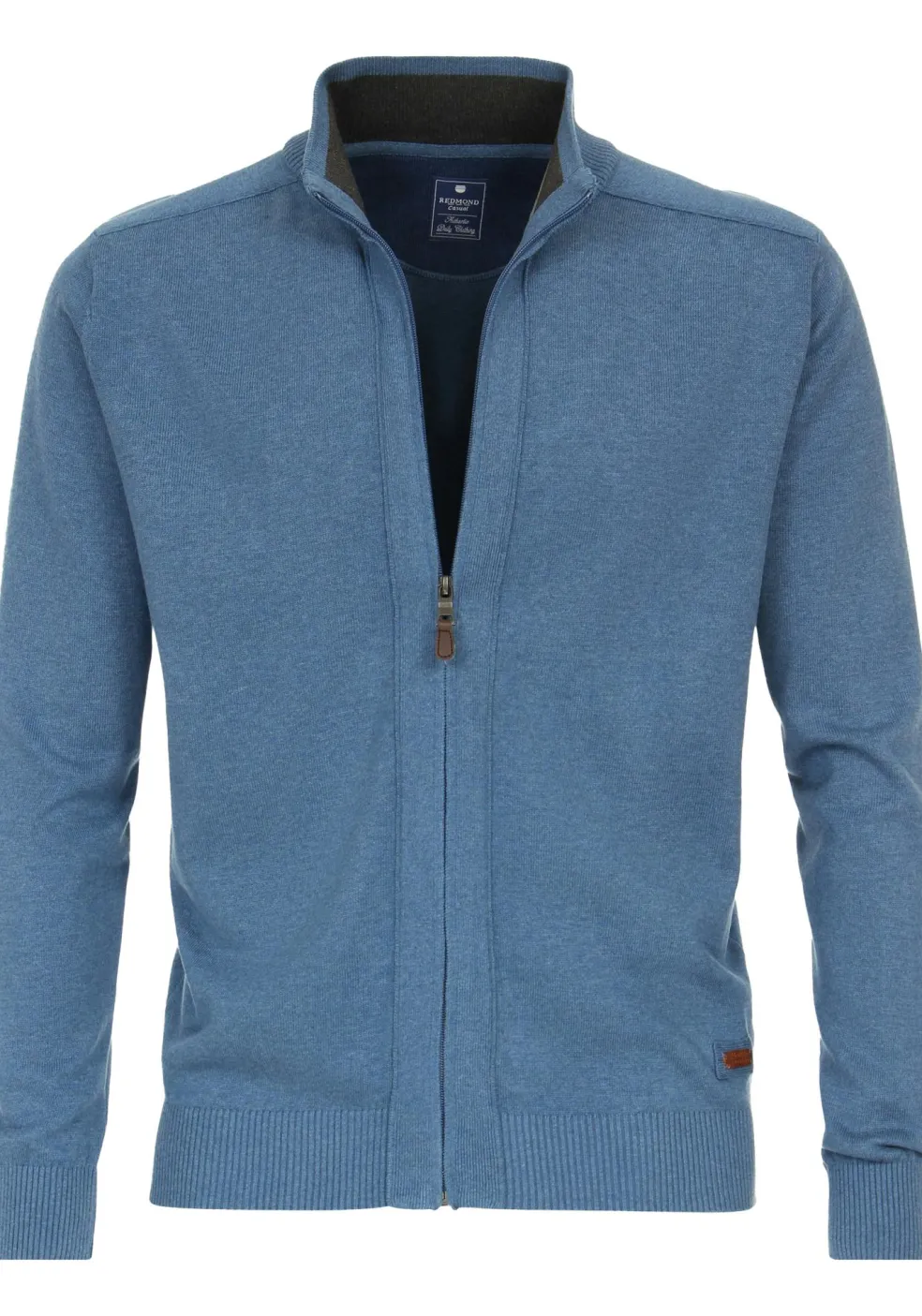 Redmond heren vest katoen, opstaande kraag, blauw (middeldik)