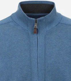 Redmond heren vest katoen, opstaande kraag, blauw (middeldik)