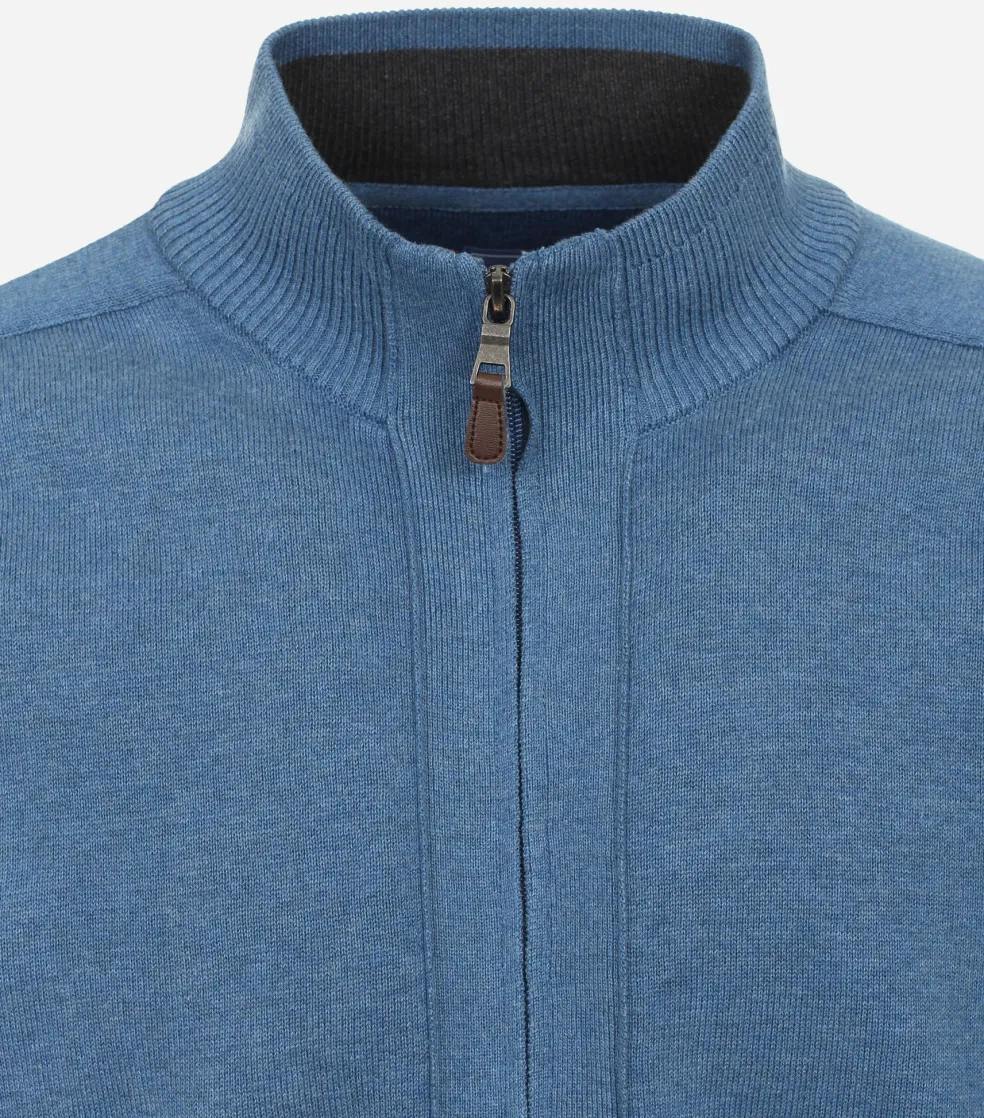 Redmond heren vest katoen, opstaande kraag, blauw (middeldik)