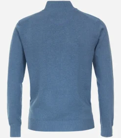 Redmond heren vest katoen, opstaande kraag, blauw (middeldik)