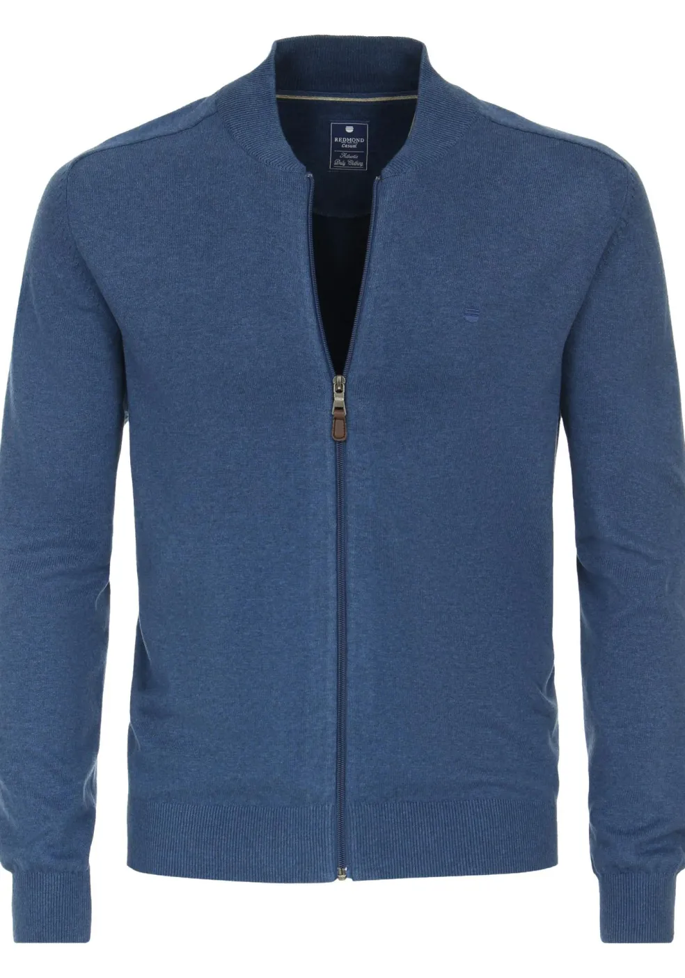 Redmond heren vest katoen, opstaande kraag, blauw (middeldik)