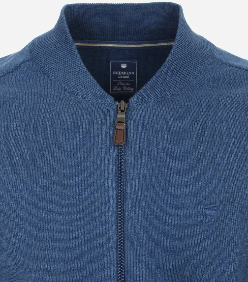 Redmond heren vest katoen, opstaande kraag, blauw (middeldik)
