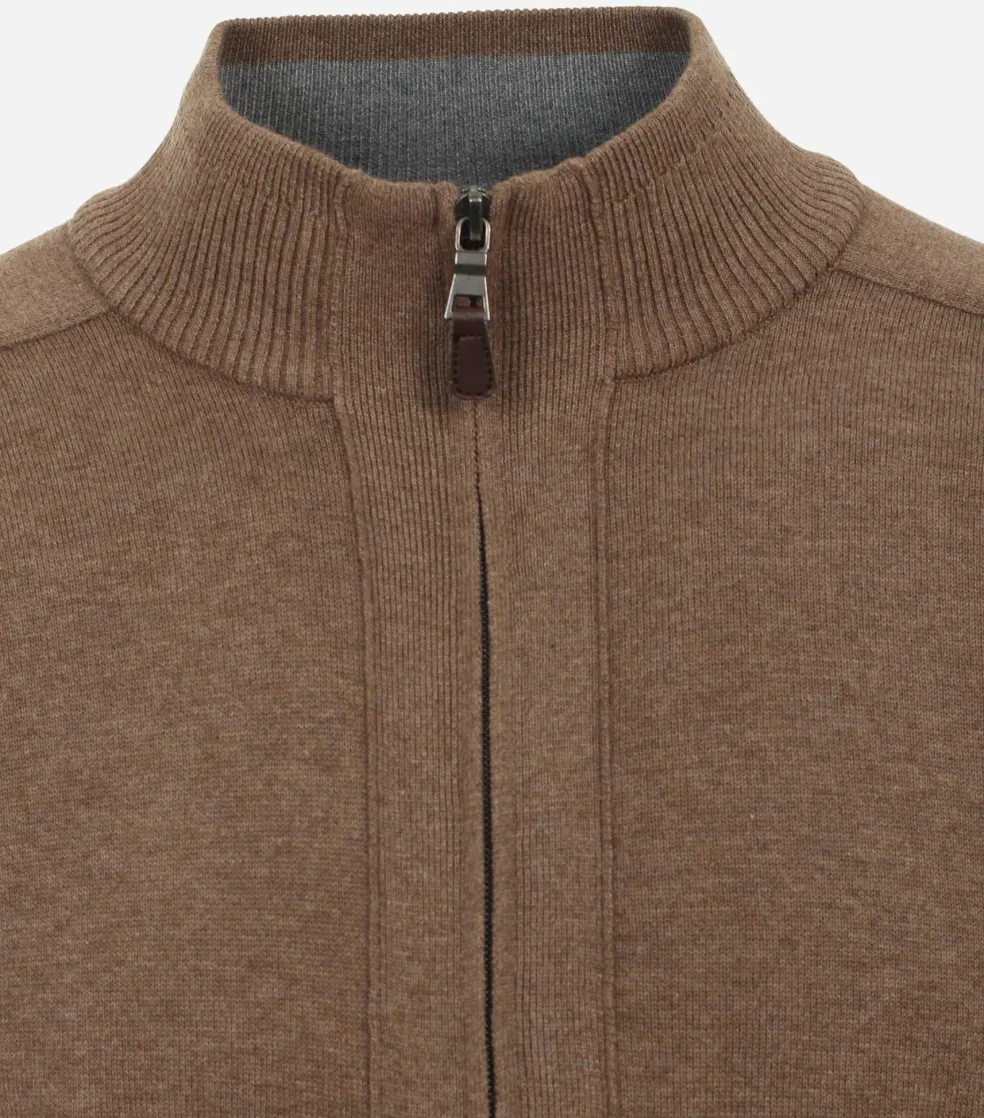 Redmond heren vest katoen, opstaande kraag, bruin (middeldik)