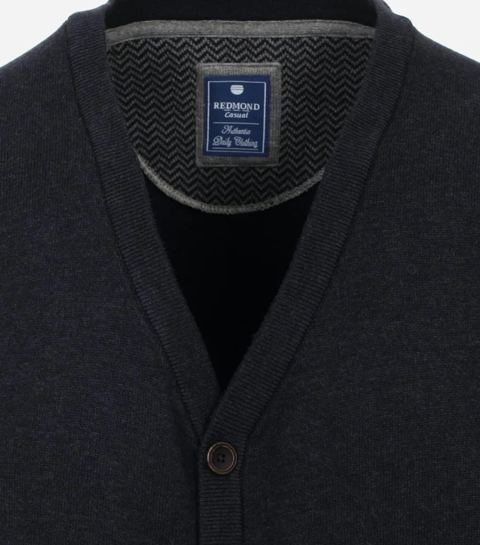 Redmond heren vest katoen, V-hals, blauw (middeldik)