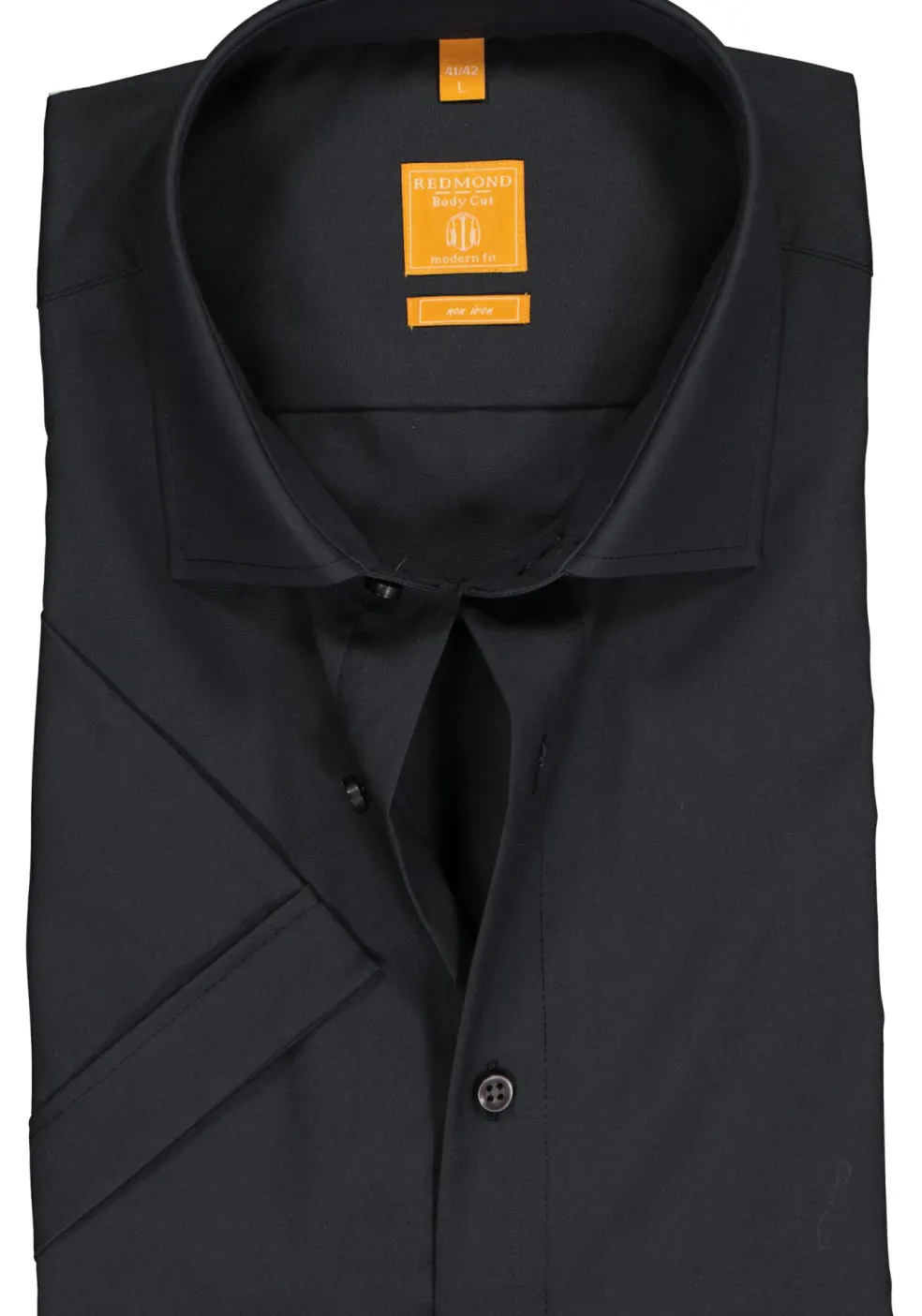 Redmond modern fit overhemd, korte mouw, antraciet grijs