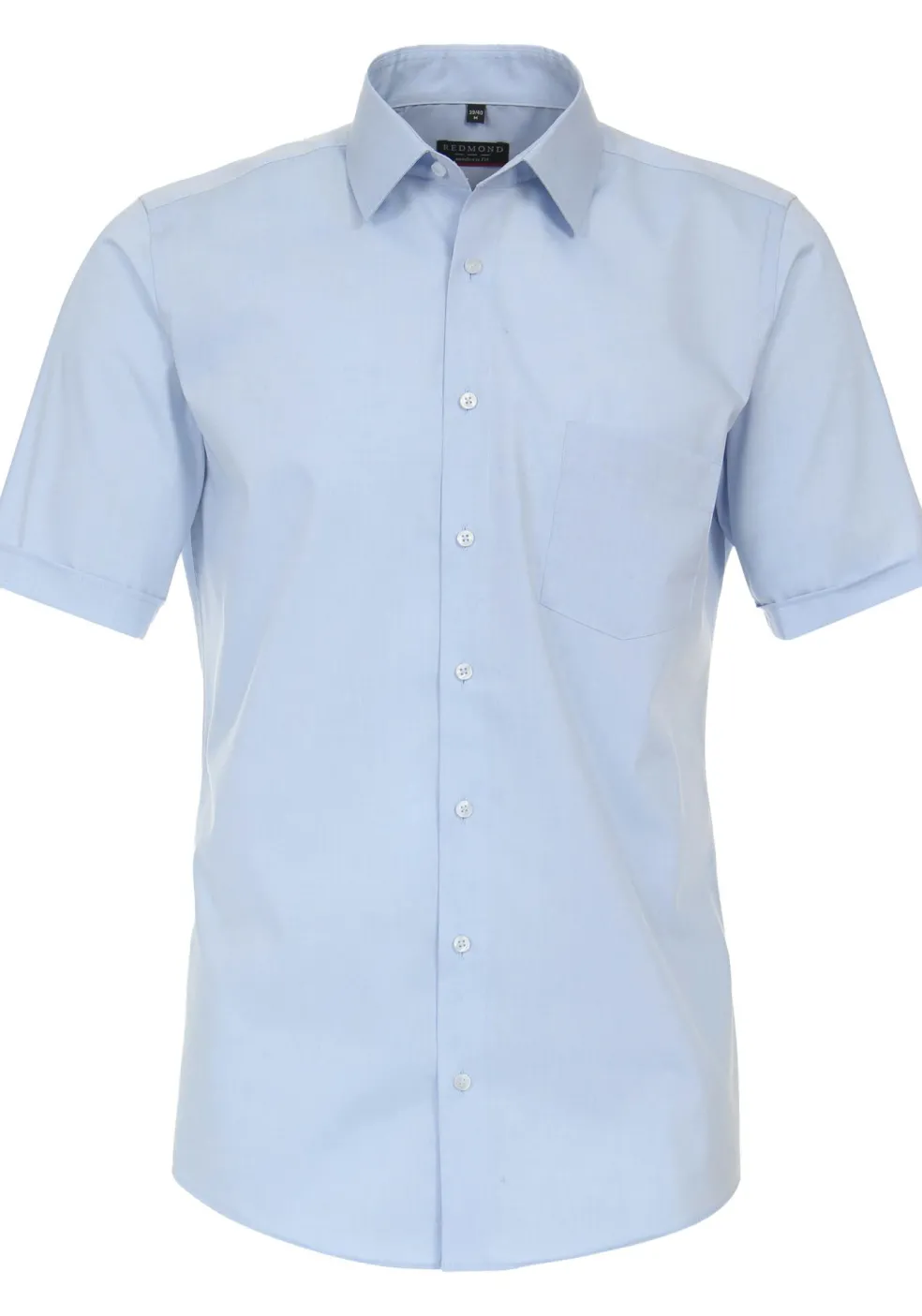 Redmond modern fit overhemd, korte mouw, popeline, blauw