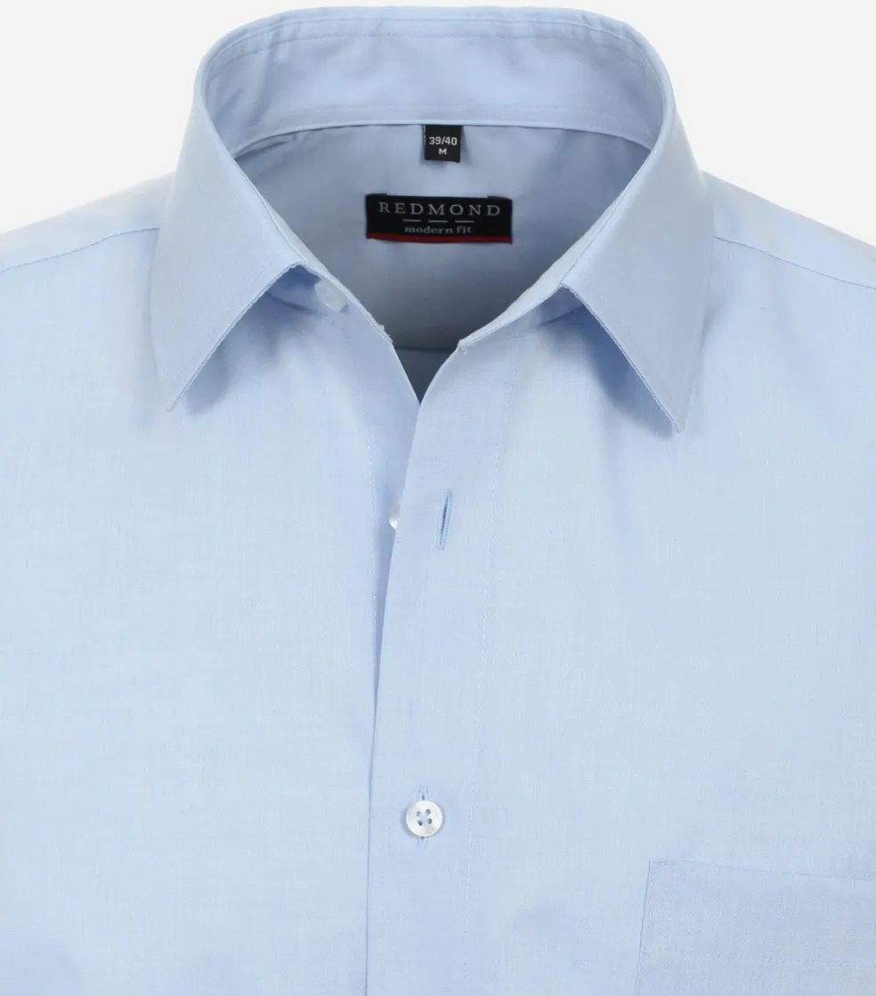 Redmond modern fit overhemd, korte mouw, popeline, blauw