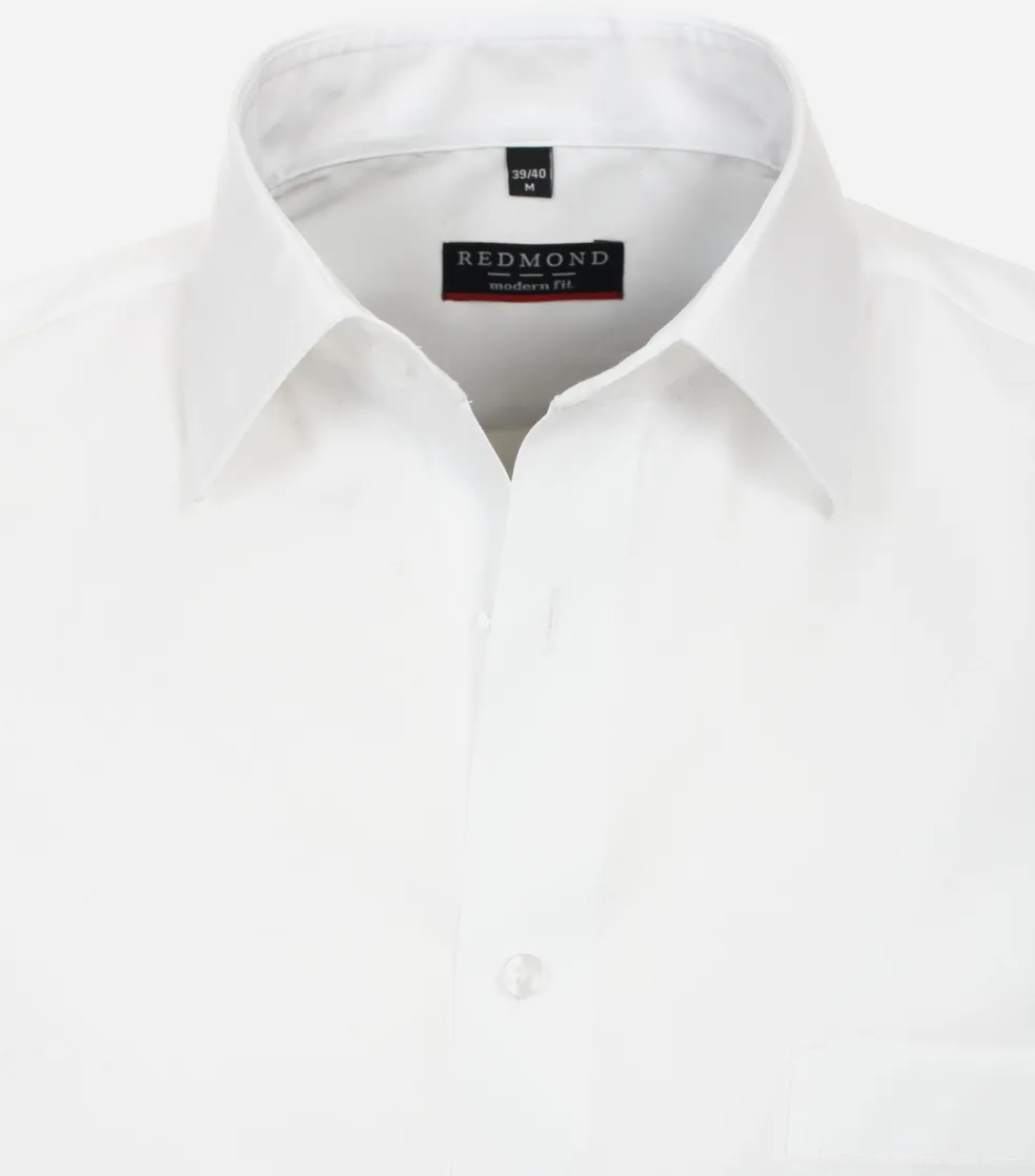 Redmond modern fit overhemd, korte mouw, popeline, wit