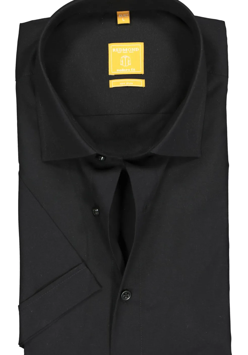Redmond modern fit overhemd, korte mouw, zwart