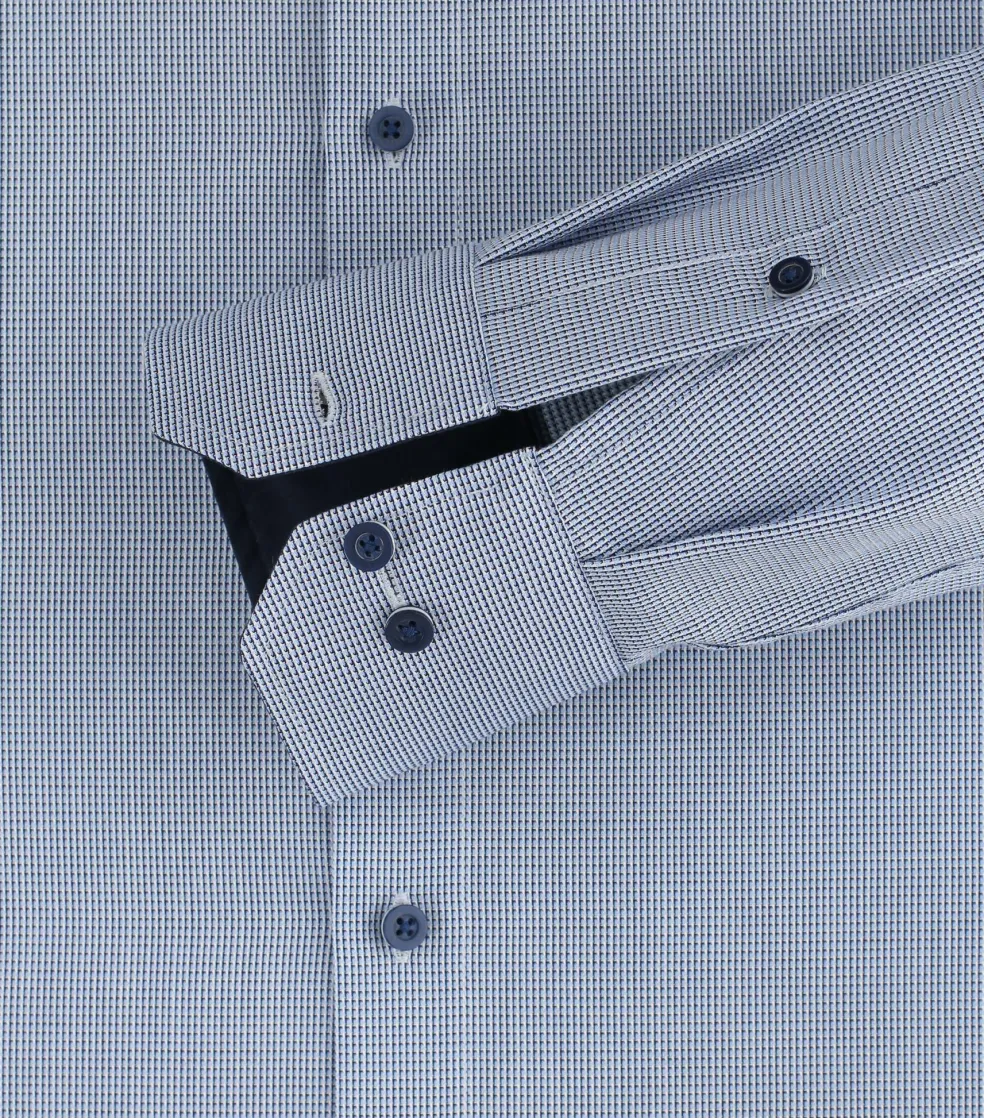 Redmond modern fit overhemd, popeline, blauw mini dessin