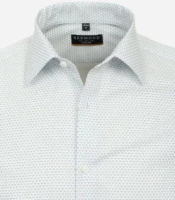 Redmond modern fit overhemd, popeline, wit met blauw dessin