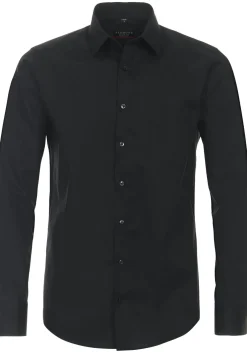 Redmond modern fit overhemd, popeline, zwart