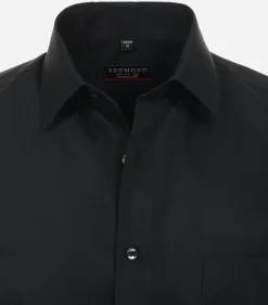 Redmond modern fit overhemd, popeline, zwart