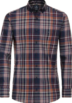 Redmond modern fit overhemd, twill, rood geruit