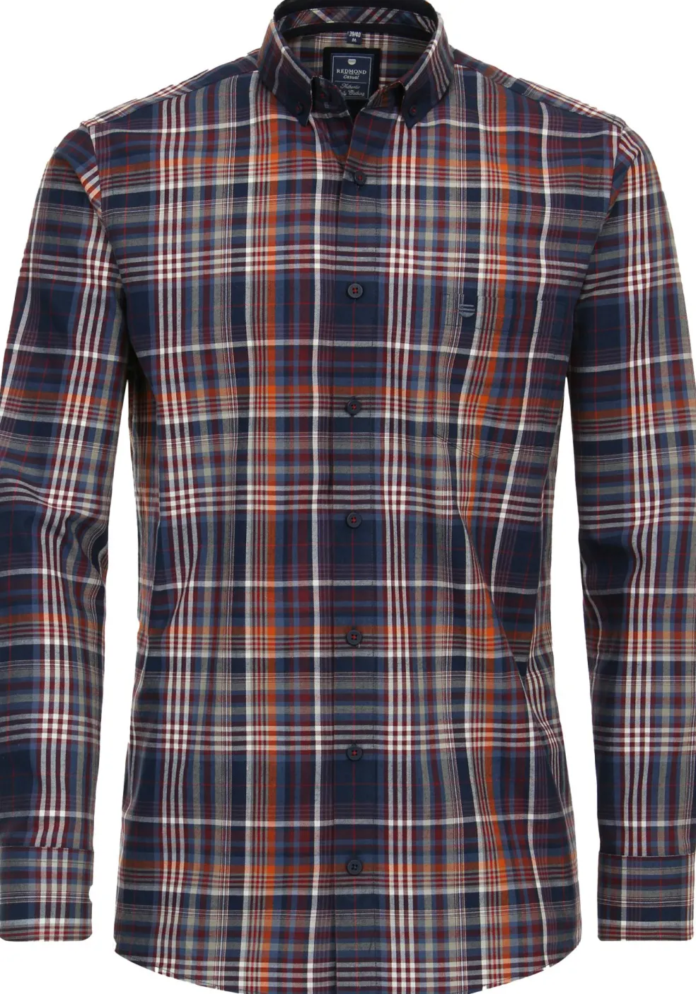 Redmond modern fit overhemd, twill, rood geruit