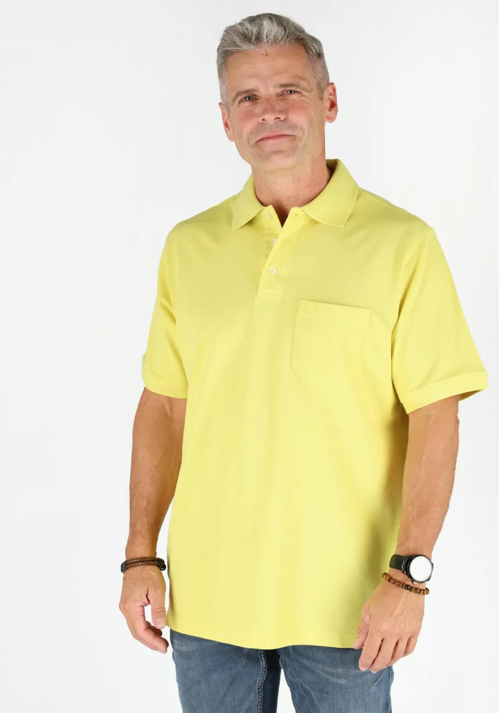 Redmond regular fit heren polo, pique, geel