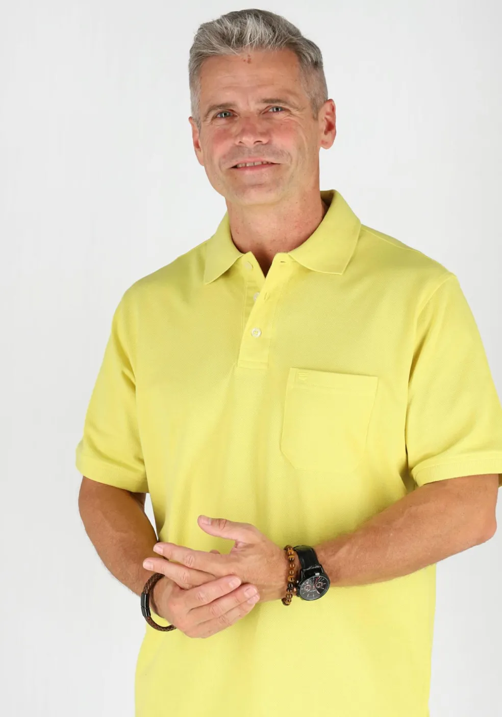 Redmond regular fit heren polo, pique, geel
