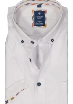Redmond regular fit overhemd, korte mouw, Oxford, wit