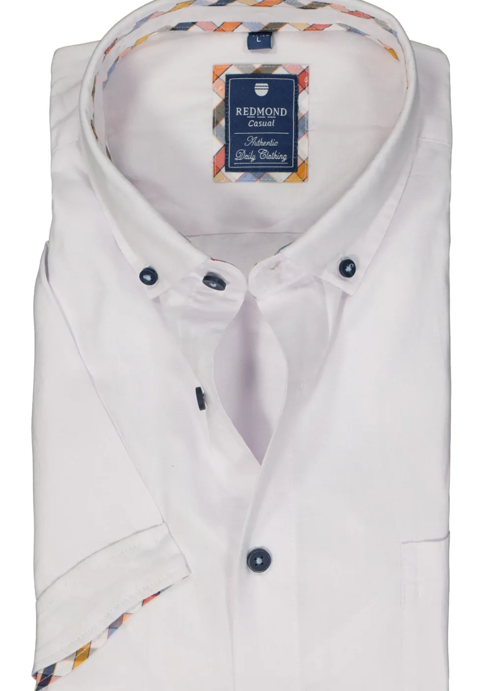 Redmond regular fit overhemd, korte mouw, Oxford, wit