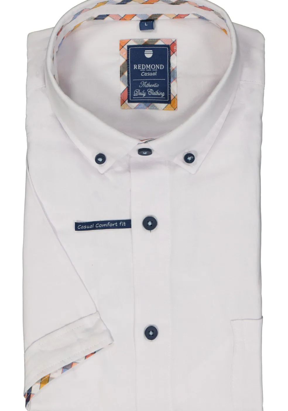 Redmond regular fit overhemd, korte mouw, Oxford, wit