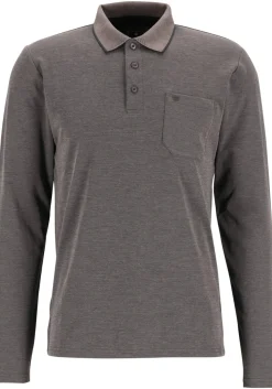 Redmond regular fit polo lange mouw, antraciet melange