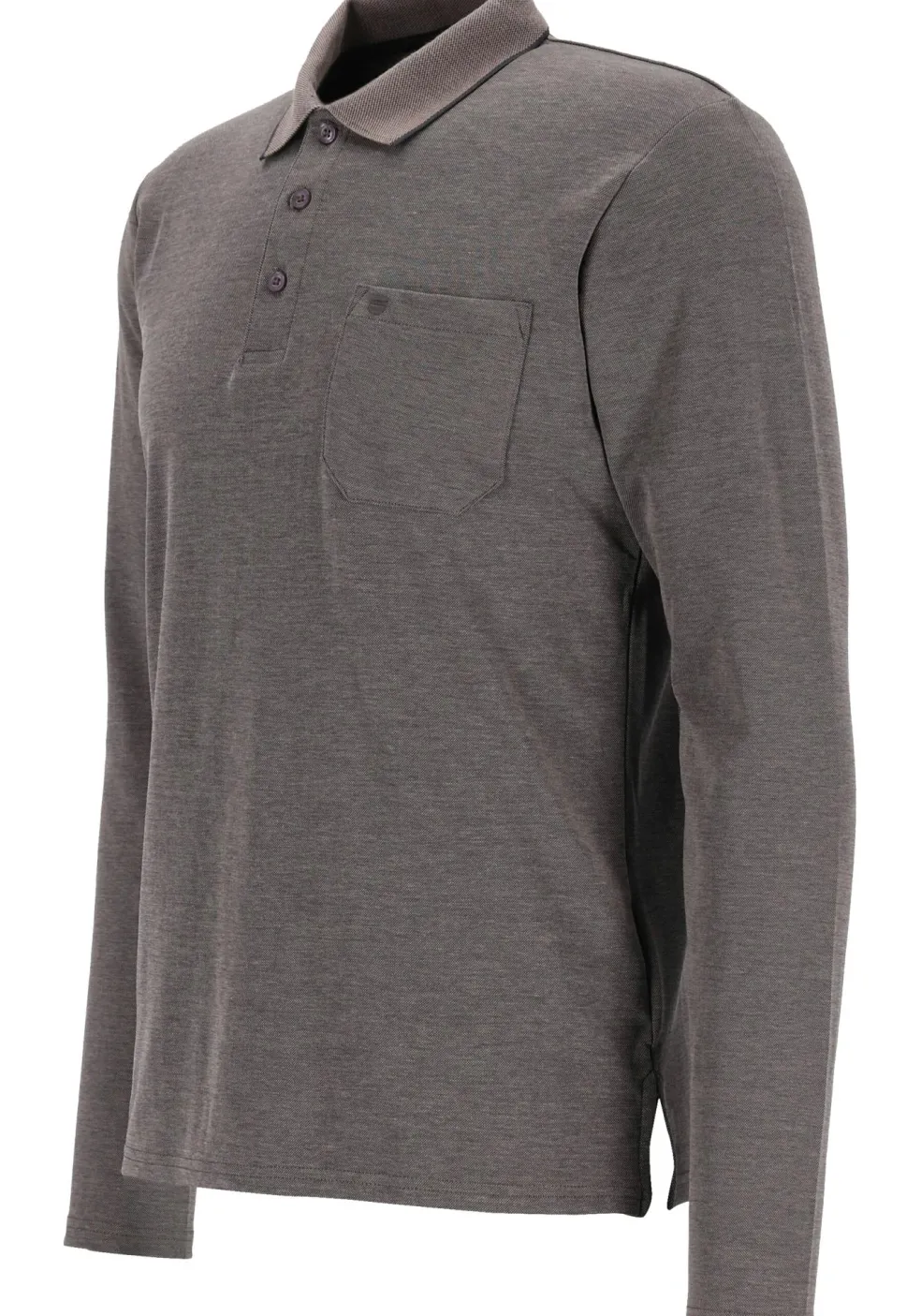 Redmond regular fit polo lange mouw, antraciet melange