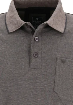 Redmond regular fit polo lange mouw, antraciet melange