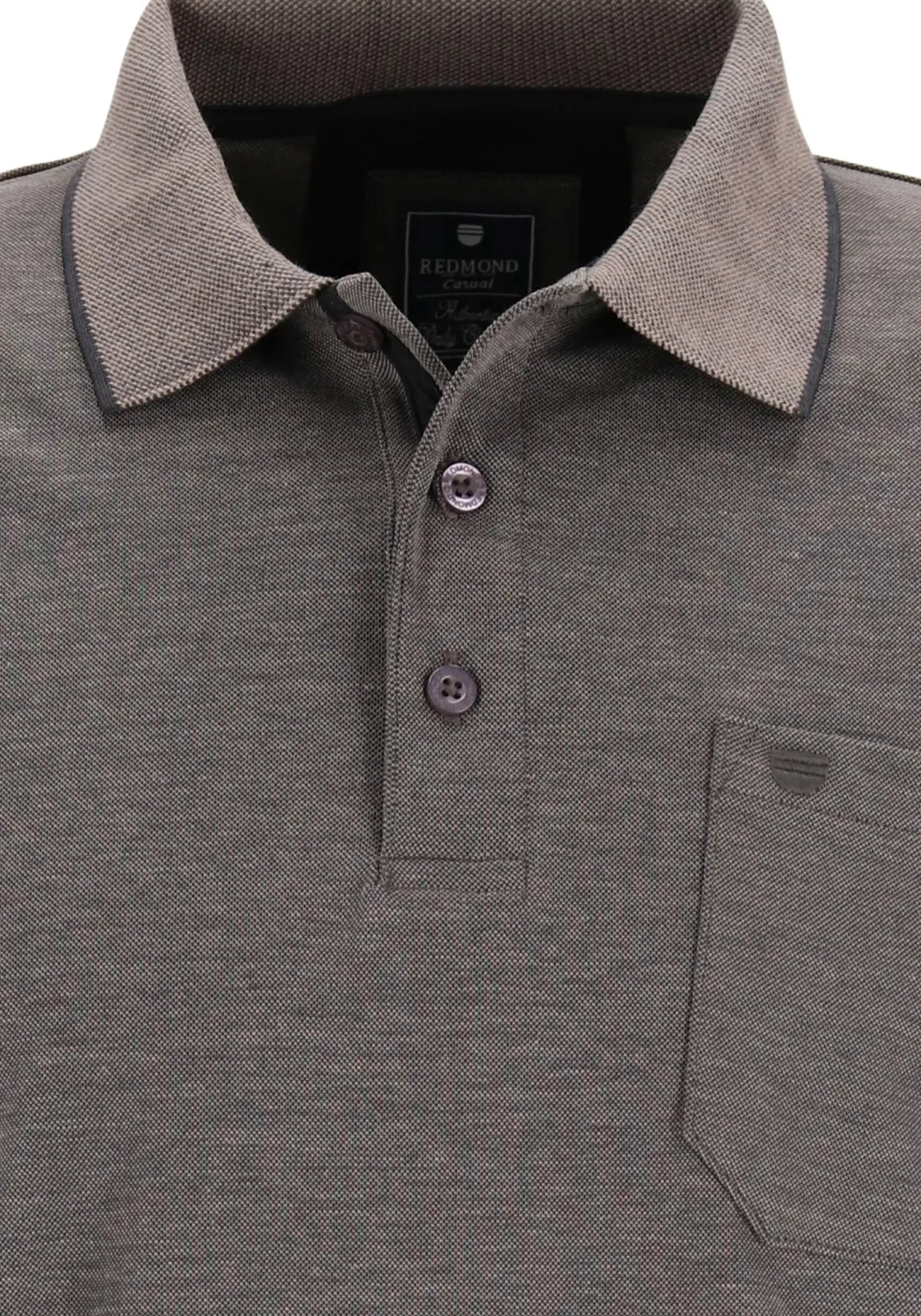 Redmond regular fit polo lange mouw, antraciet melange
