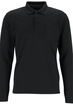 Redmond regular fit polo lange mouw, zwart melange