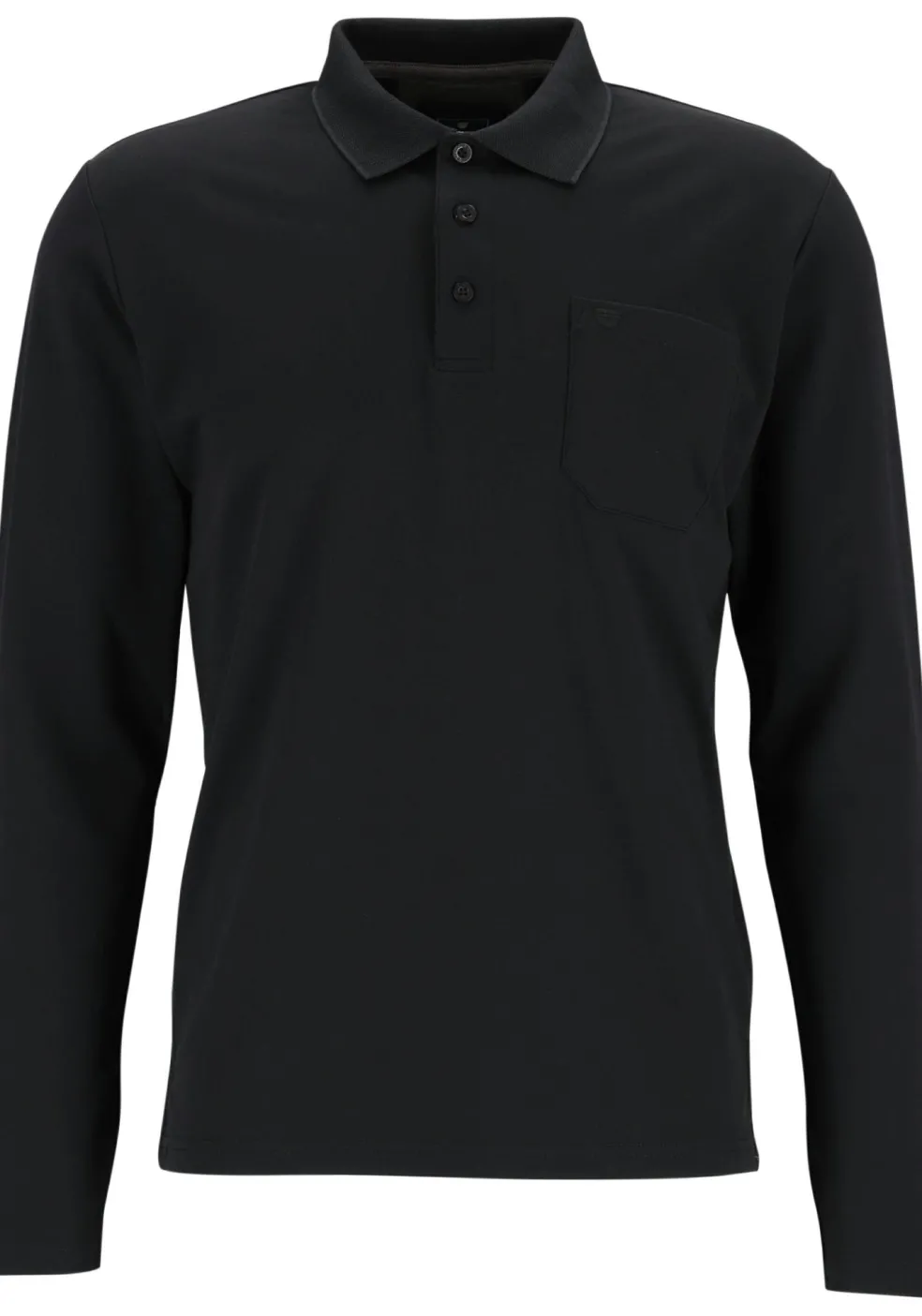 Redmond regular fit polo lange mouw, zwart melange