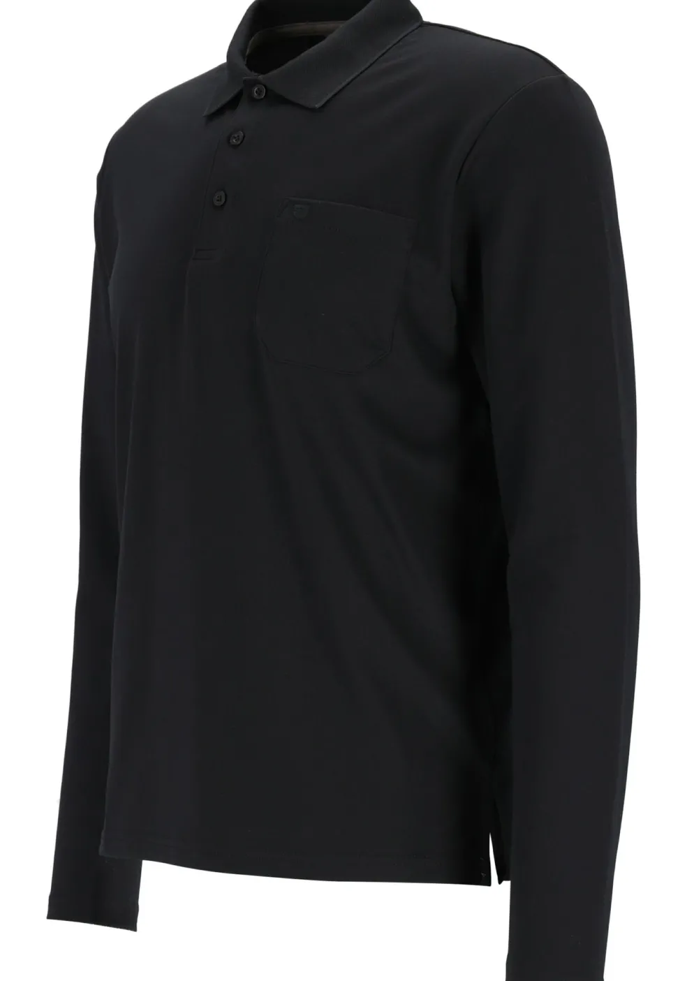 Redmond regular fit polo lange mouw, zwart melange
