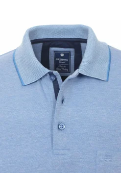 Redmond regular fit poloshirt, midden blauw melange