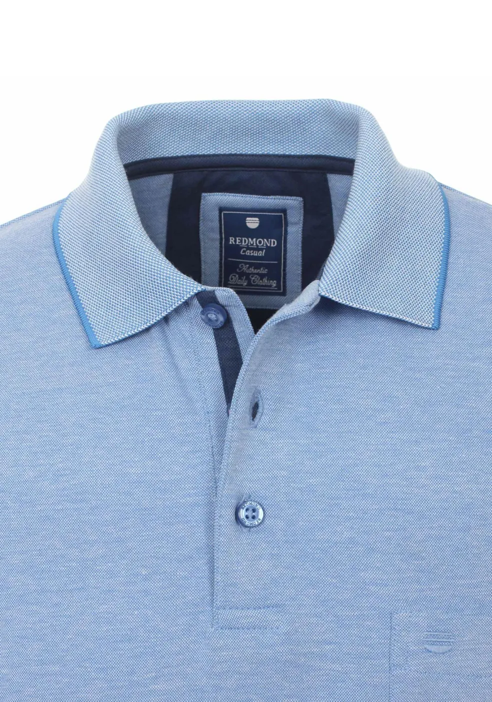 Redmond regular fit poloshirt, midden blauw melange